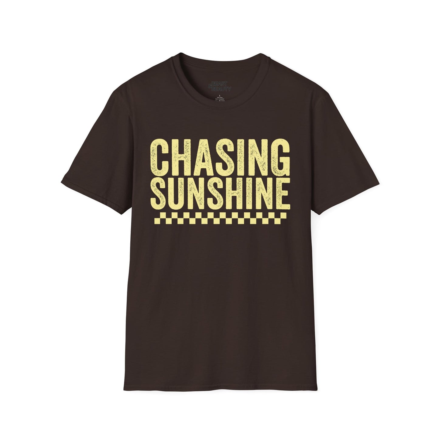 chasing sunshine t-shirt dark chocolate t-shirt uk gift gift idea