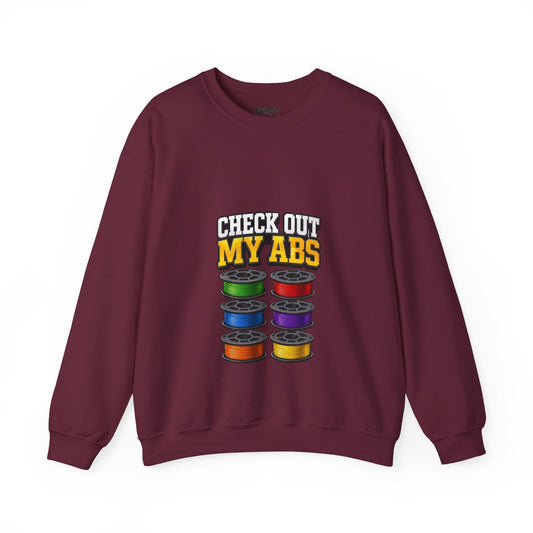 Check Out My ABS - Funny 3D Printing Sweatshirt | Filament Pun Maroon / S gift_idea unique_gift personalised_gift