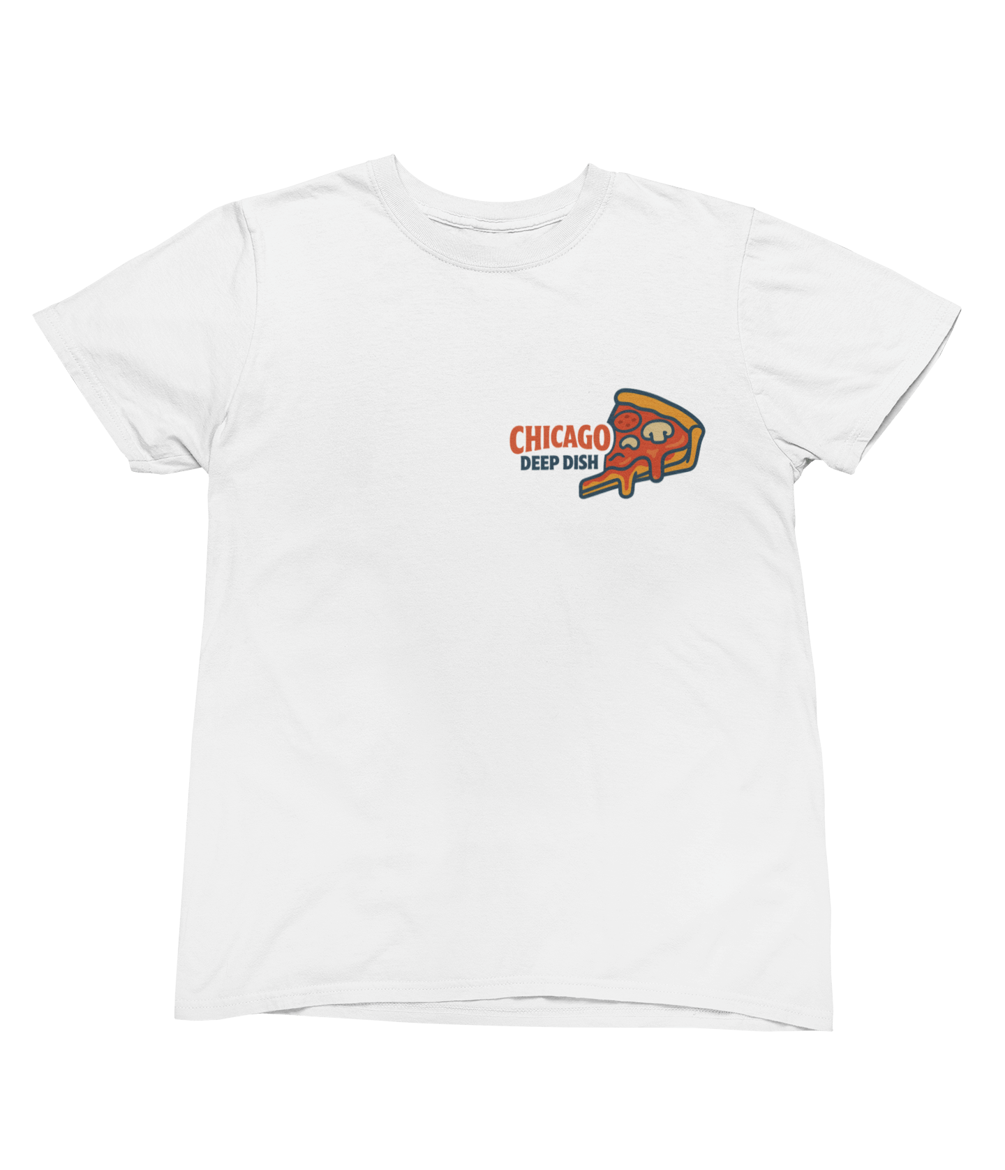 Chicago Deep Dish T-Shirt – Retro Street Food Back Print gift_idea unique_gift personalised_gift