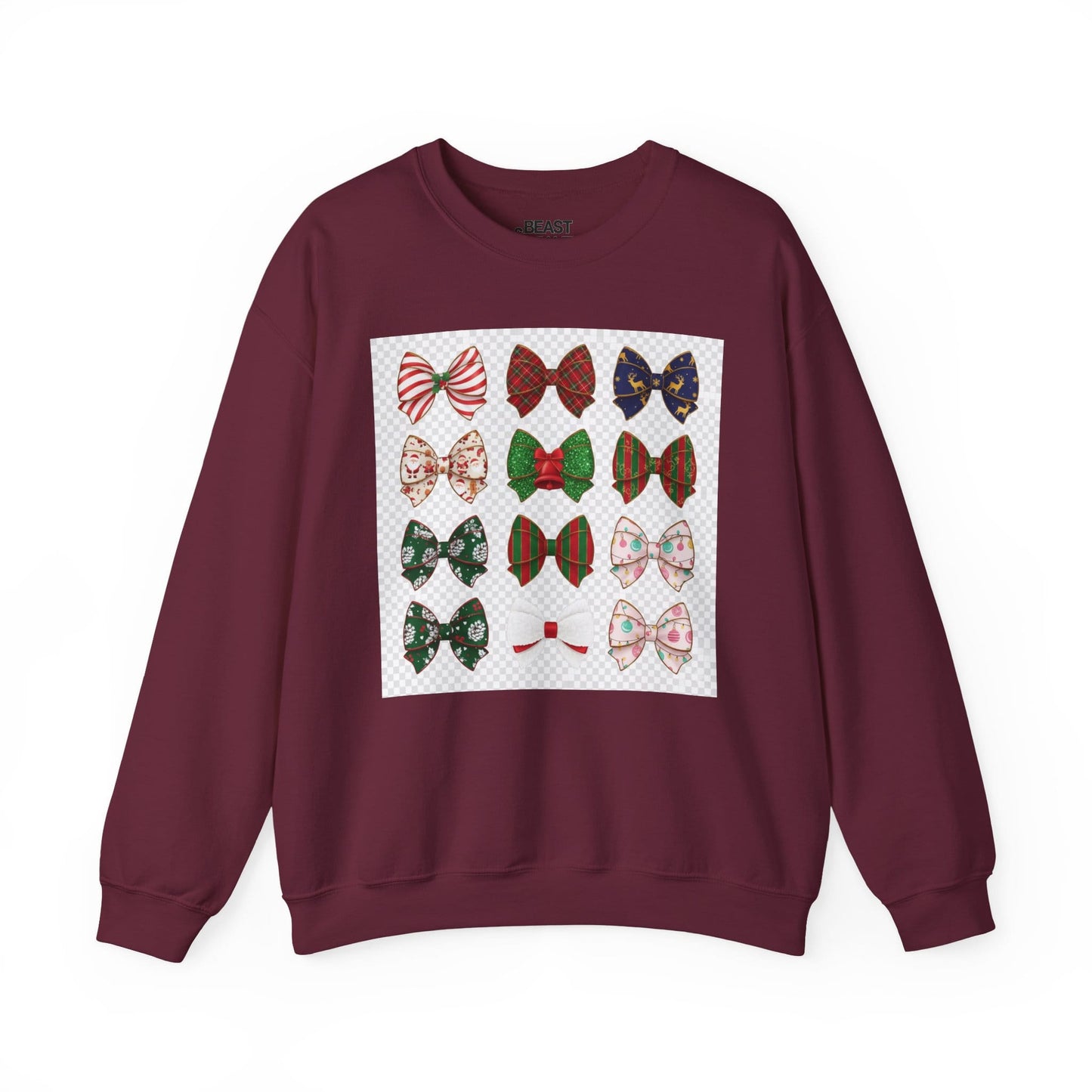 christmas bow pattern sweatshirt maroon sweatshirt uk Christmas gift idea