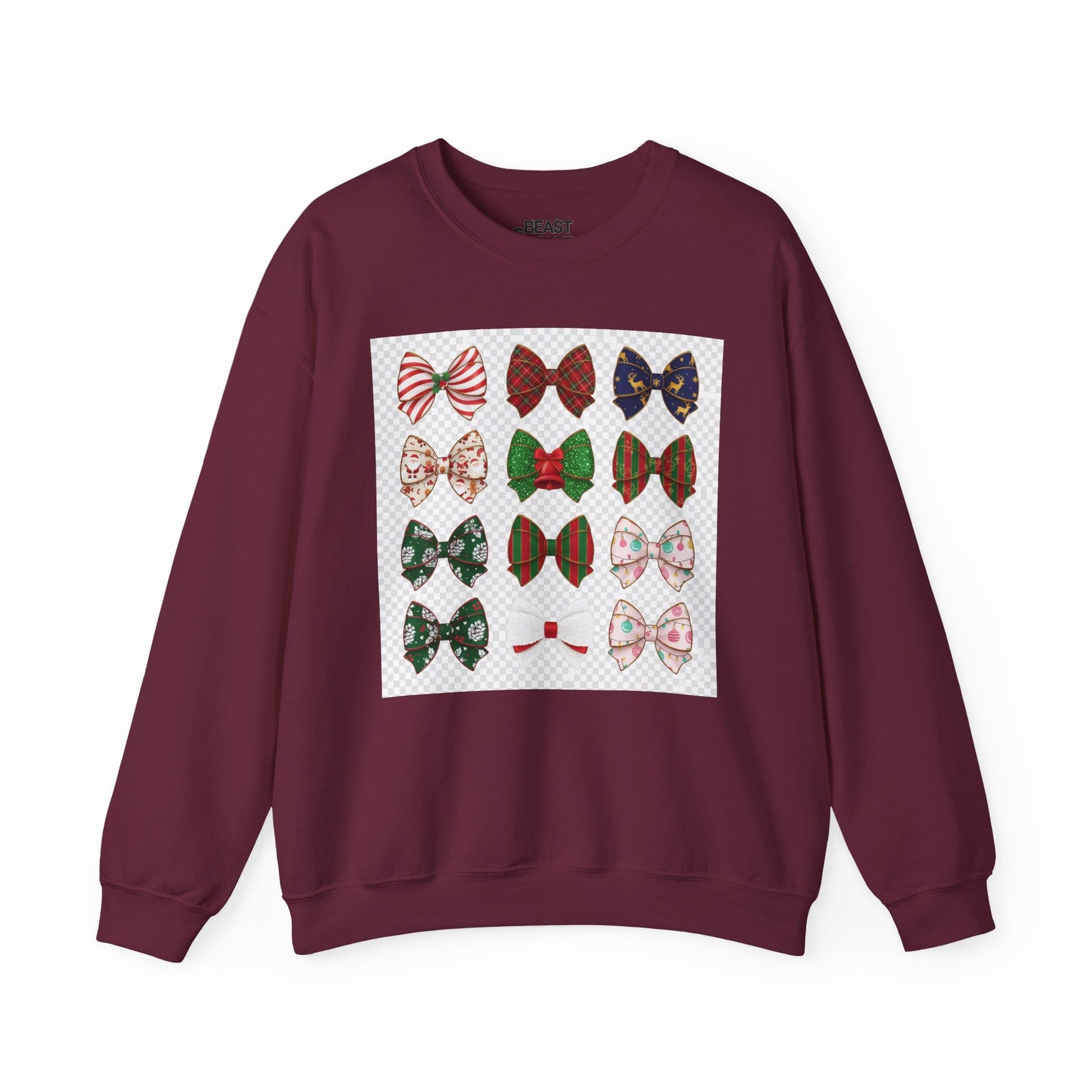 christmas bow pattern sweatshirt maroon sweatshirt uk Christmas gift idea