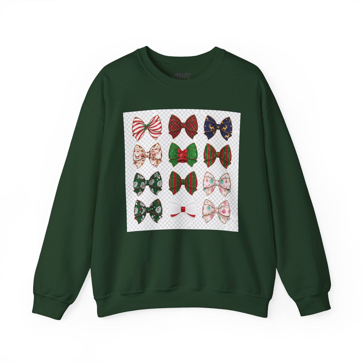 christmas bow pattern sweatshirt forest green sweatshirt uk Christmas gift idea