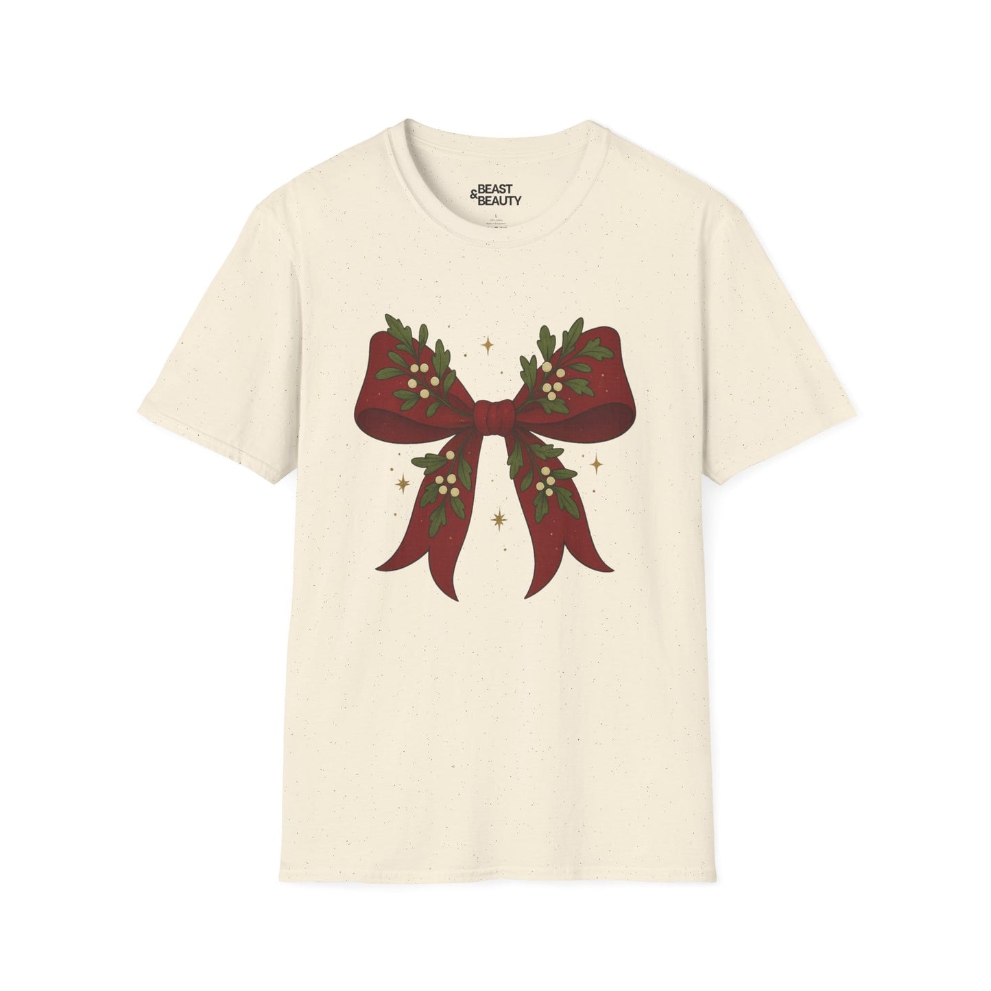 christmas bow t-shirt natural t-shirt uk Christmas gift idea