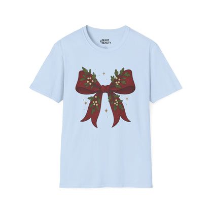 christmas bow t-shirt light blue t-shirt uk Christmas gift idea