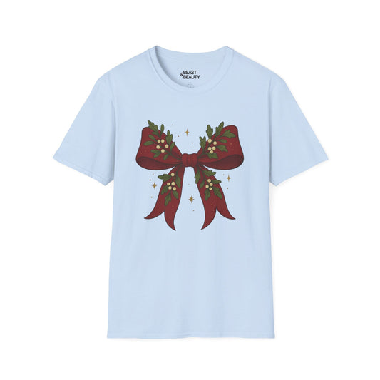 christmas bow t-shirt light blue t-shirt uk Christmas gift idea