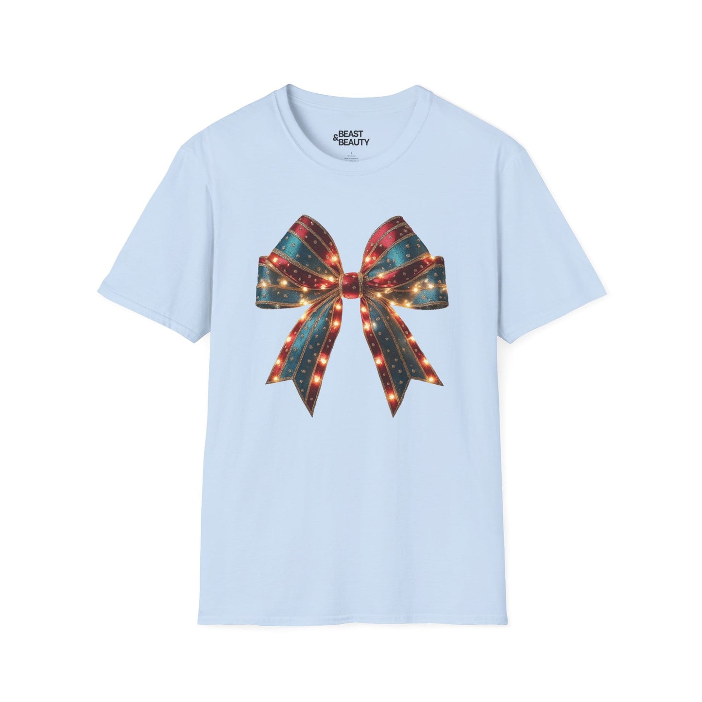 christmas bow t-shirt light blue t-shirt uk Christmas gift idea