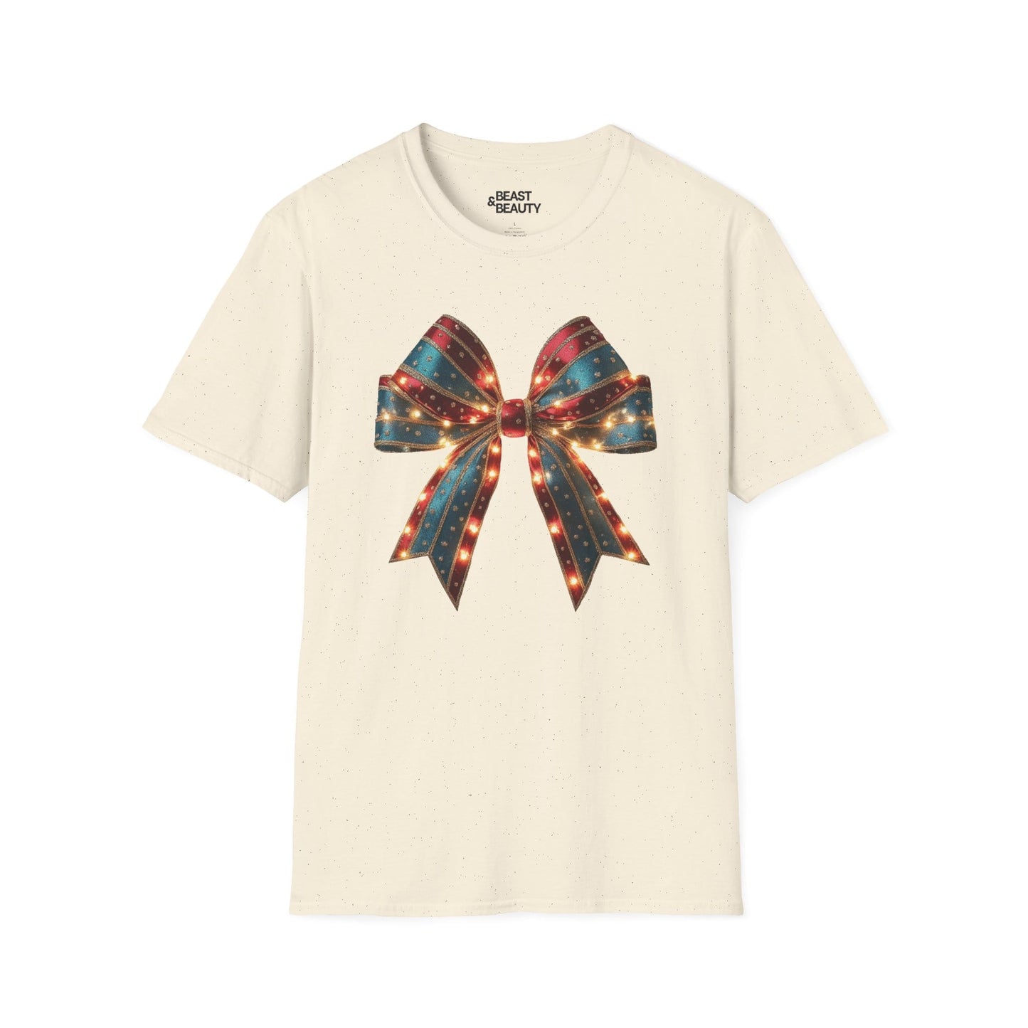 christmas bow t-shirt natural t-shirt uk Christmas gift idea