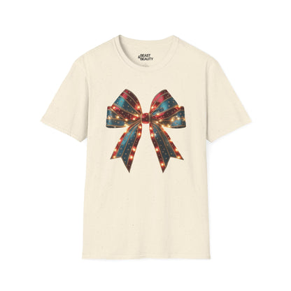christmas bow t-shirt natural t-shirt uk Christmas gift idea