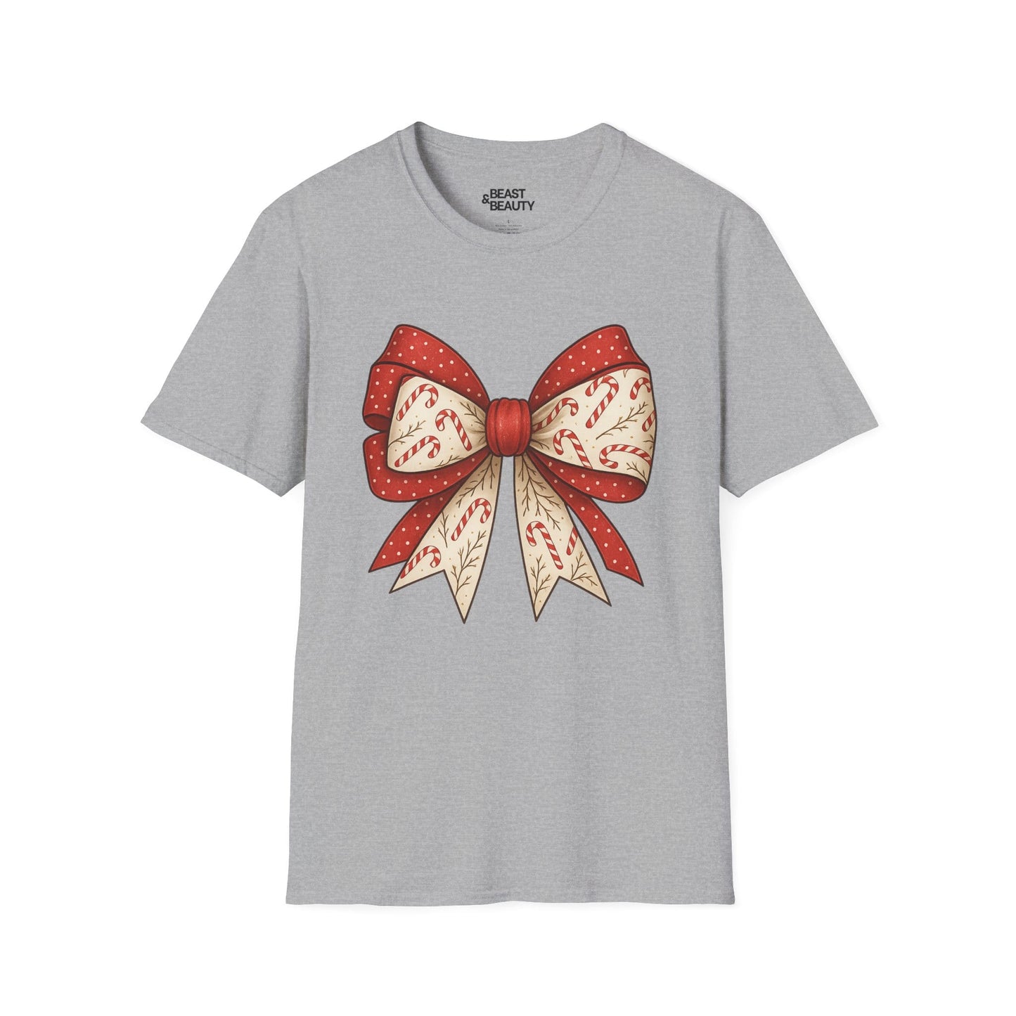 christmas candy canes bow t-shirt sport grey t-shirt uk Christmas gift idea