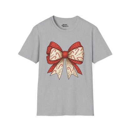 christmas candy canes bow t-shirt sport grey t-shirt uk Christmas gift idea