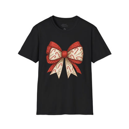 christmas candy canes bow t-shirt black t-shirt uk Christmas gift idea