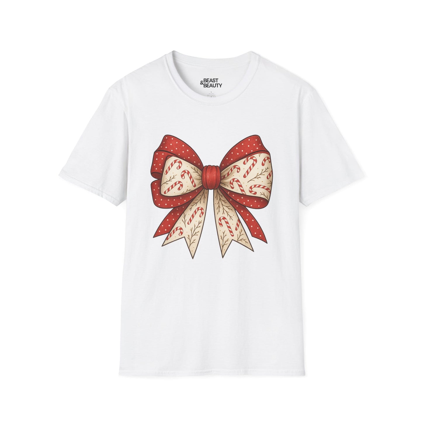 christmas candy canes bow t-shirt white t-shirt uk Christmas gift idea