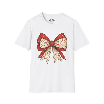 christmas candy canes bow t-shirt white t-shirt uk Christmas gift idea