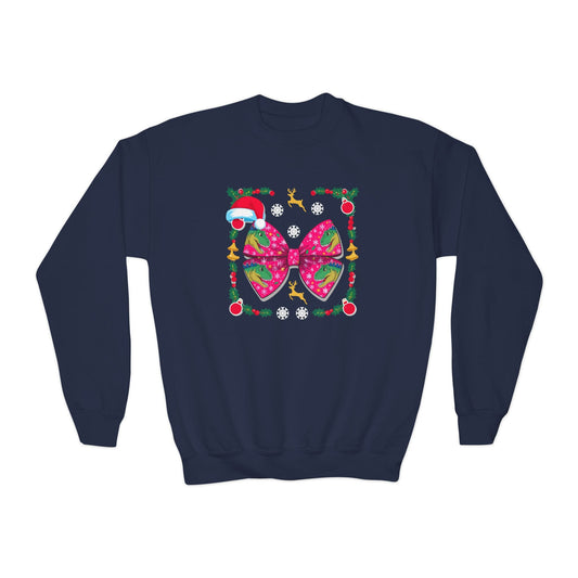 christmas dino bow youth sweatshirt navy sweatshirt uk Christmas gift idea