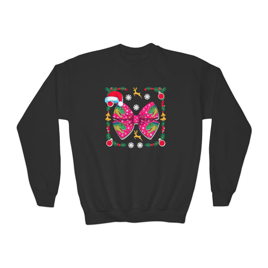 christmas dino bow youth sweatshirt black sweatshirt uk Christmas gift idea