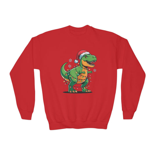 christmas dino lights youth sweatshirt red sweatshirt uk Christmas gift idea
