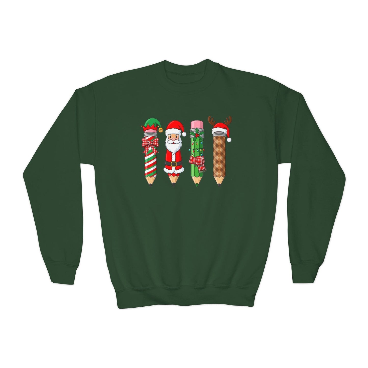 christmas pencil crew youth sweatshirt forest green sweatshirt uk Christmas gift idea