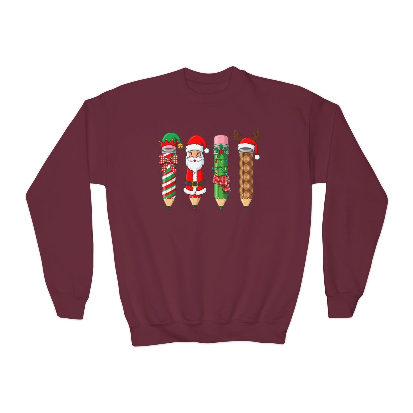 christmas pencil crew youth sweatshirt maroon sweatshirt uk Christmas gift idea