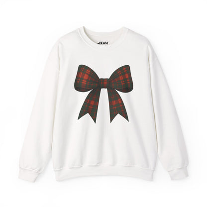 christmas tartan bow sweatshirt white sweatshirt uk Christmas gift idea