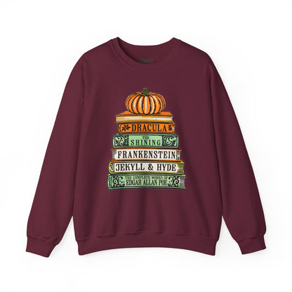 Classic Horror Books Halloween Sweatshirt Maroon / S gift_idea unique_gift personalised_gift