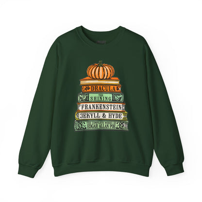 Classic Horror Books Halloween Sweatshirt Forest Green / S gift_idea unique_gift personalised_gift