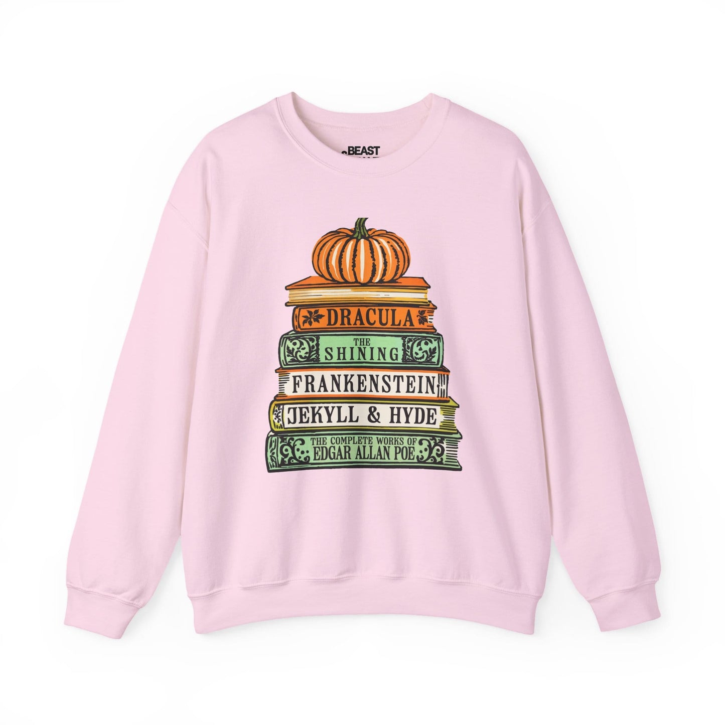 Classic Horror Books Halloween Sweatshirt Light Pink / S gift_idea unique_gift personalised_gift