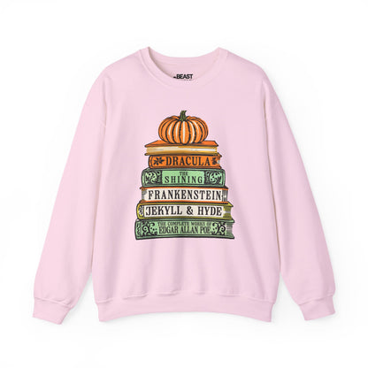 Classic Horror Books Halloween Sweatshirt Light Pink / S gift_idea unique_gift personalised_gift