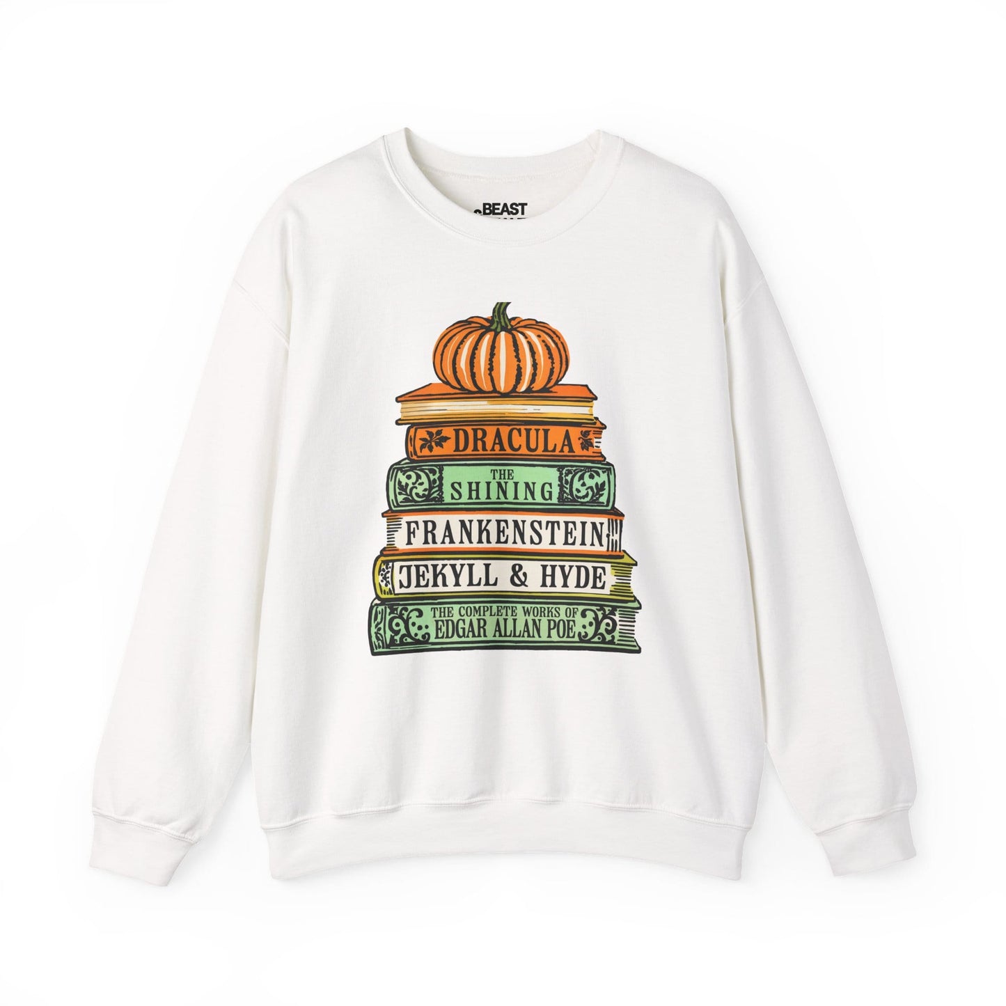 Classic Horror Books Halloween Sweatshirt White / S gift_idea unique_gift personalised_gift