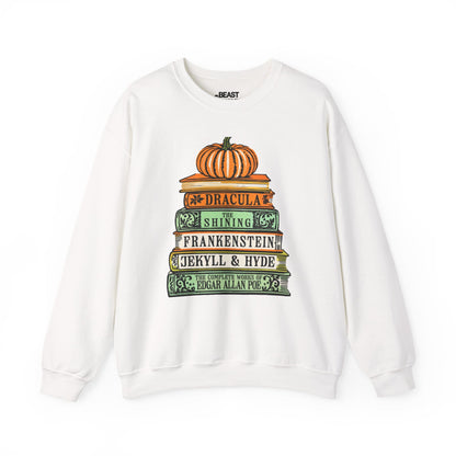 Classic Horror Books Halloween Sweatshirt White / S gift_idea unique_gift personalised_gift