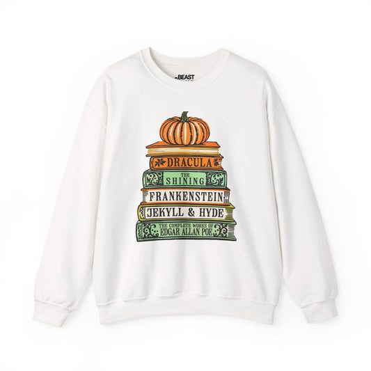 Classic Horror Books Halloween Sweatshirt White / S gift_idea unique_gift personalised_gift