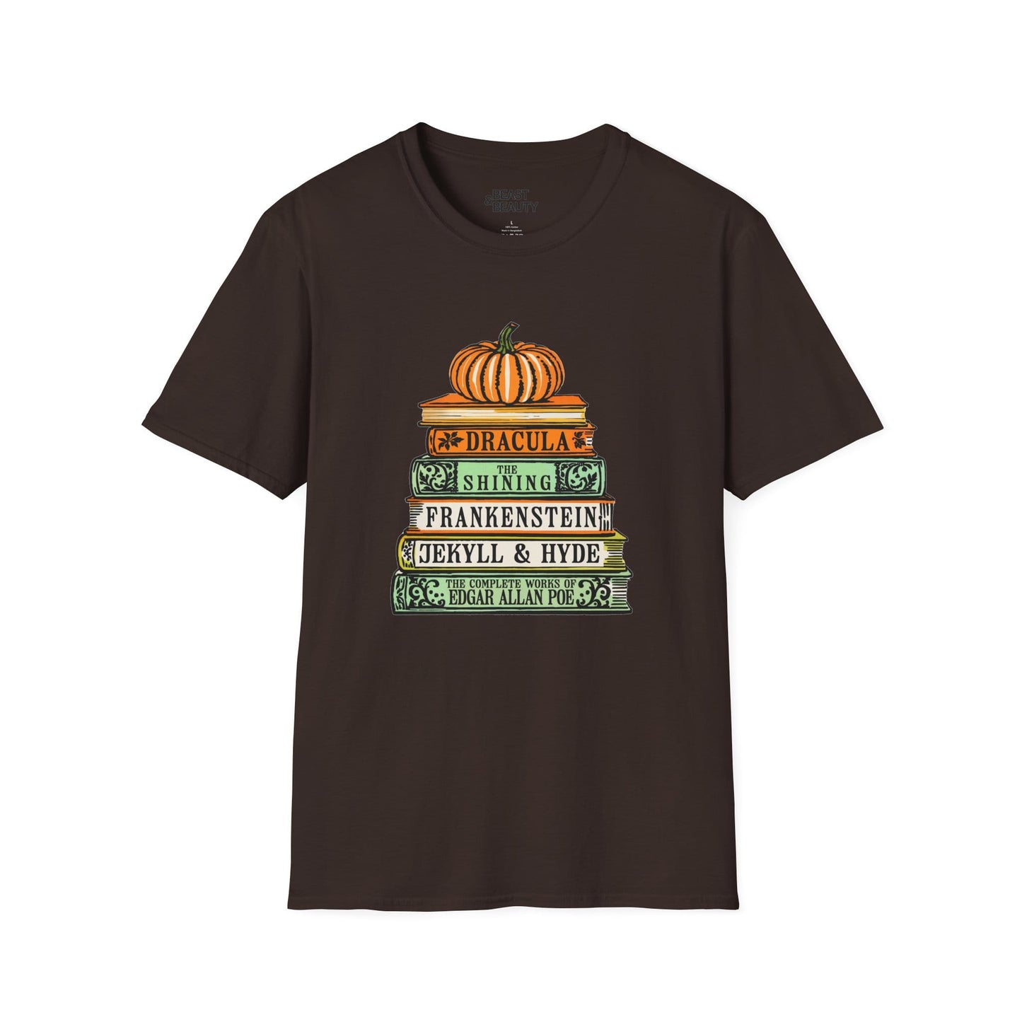 Classic Horror Books Halloween T-Shirt Dark Chocolate / M gift_idea unique_gift personalised_gift