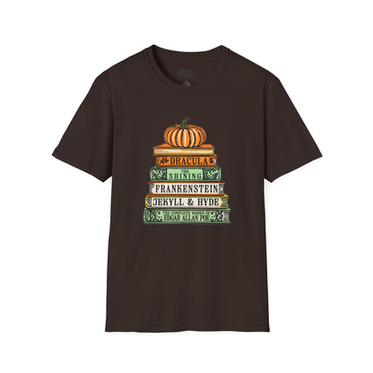 Classic Horror Books Halloween T-Shirt Dark Chocolate / M gift_idea unique_gift personalised_gift
