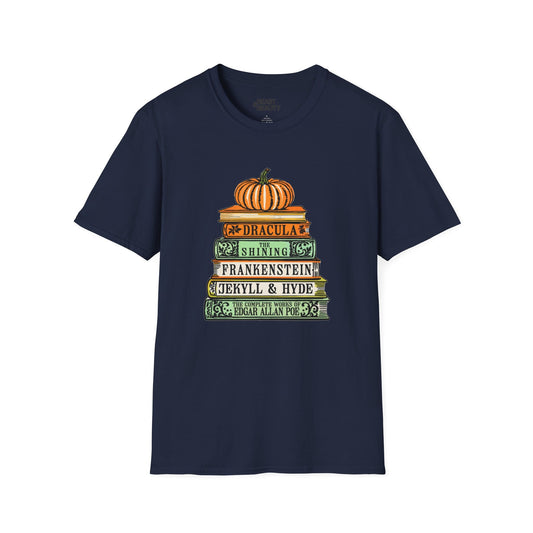 Classic Horror Books Halloween T-Shirt Navy / S gift_idea unique_gift personalised_gift