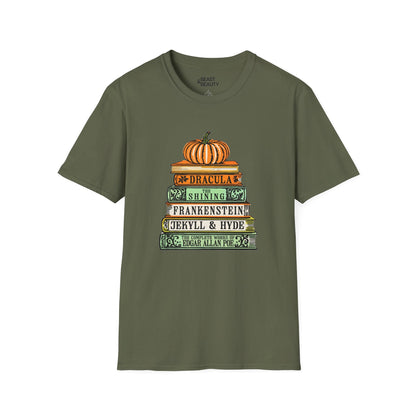 Classic Horror Books Halloween T-Shirt Military Green / S gift_idea unique_gift personalised_gift