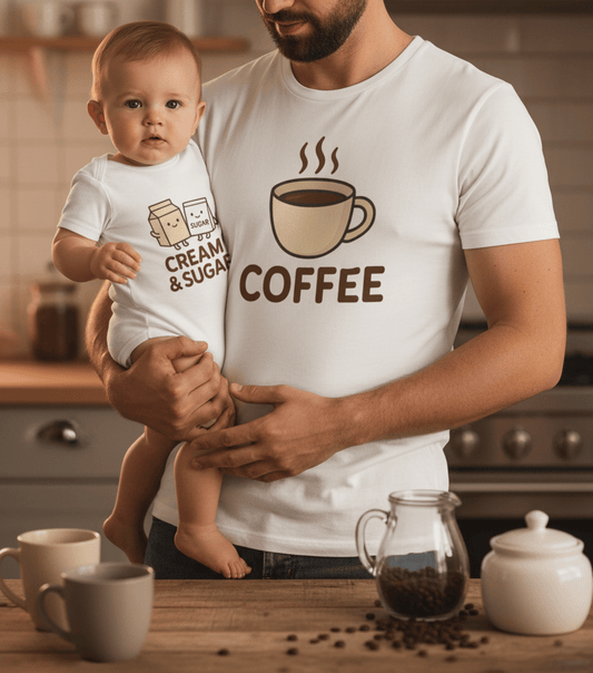 Coffee & Cream and Sugar Matching T-Shirt Gift Set gift_idea unique_gift personalised_gift