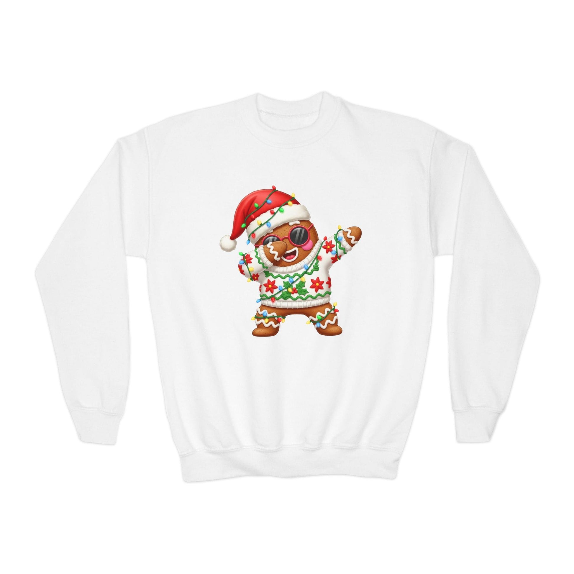 cool gingerbread dab youth christmas sweatshirt white sweatshirt uk Christmas gift idea