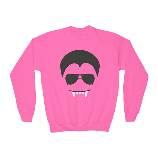 Cool Vampire Face Kids Halloween Sweatshirt Safety Pink / XS gift_idea unique_gift personalised_gift