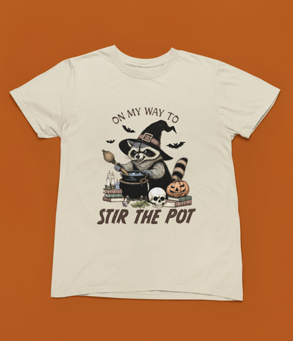 Racoon Stir The Pot Halloween Funny T-Shirt/Sweatshirt Unisex