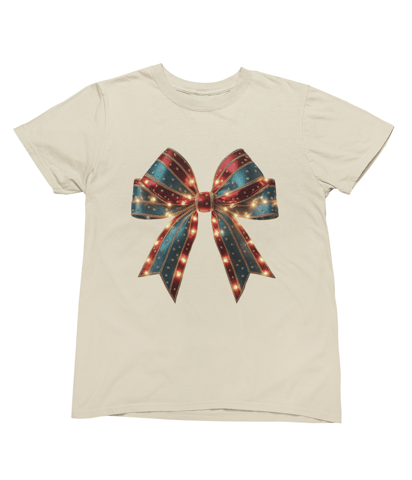 Beast and Beauty T-Shirt / 3XL (Adult) / Beige Coquette Christmas Bow Sweatshirt – Festive Girly Winter Jumper