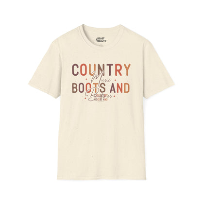 country music boots and bonfires t-shirt natural t-shirt uk music lover gift idea