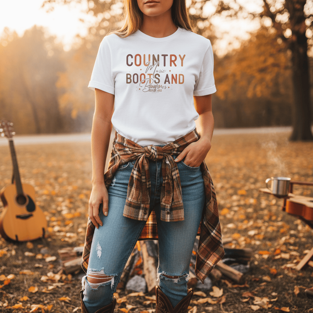 Country Music Boots and Bonfires T-Shirt gift_idea unique_gift personalised_gift