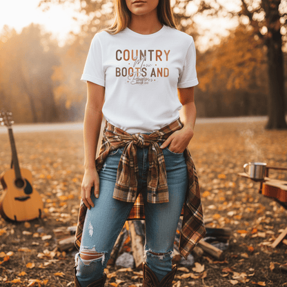 Country Music Boots and Bonfires T-Shirt gift_idea unique_gift personalised_gift
