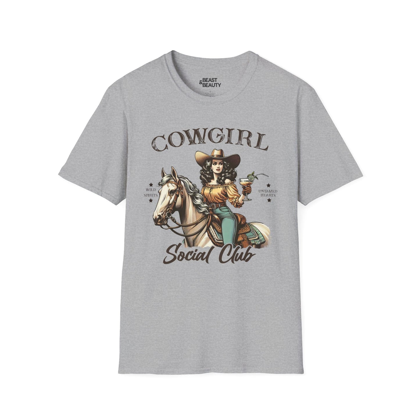 cowgirl social club t-shirt sport grey t-shirt uk cowgirl gift idea