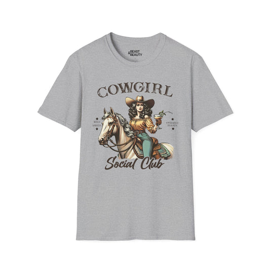 cowgirl social club t-shirt sport grey t-shirt uk cowgirl gift idea