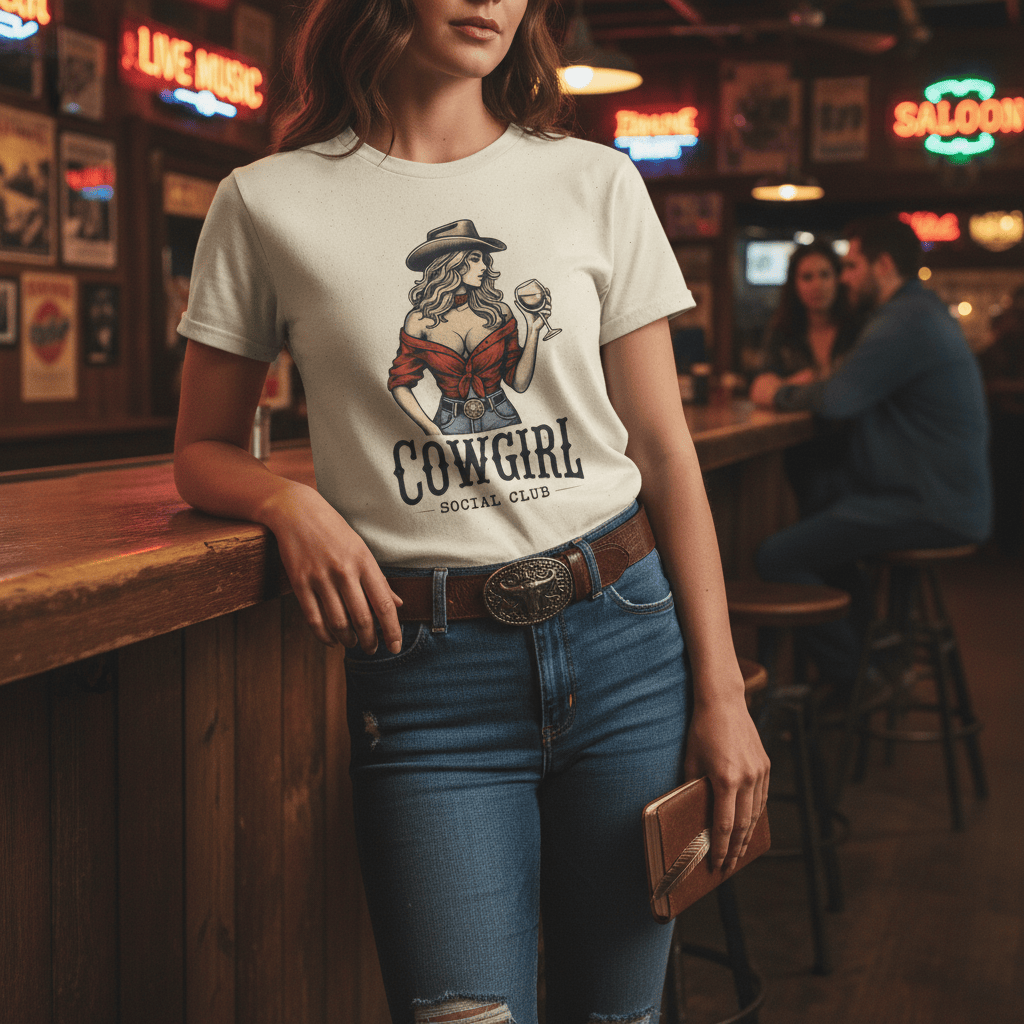 Cowgirl Social Club Vintage T-Shirt gift_idea unique_gift personalised_gift