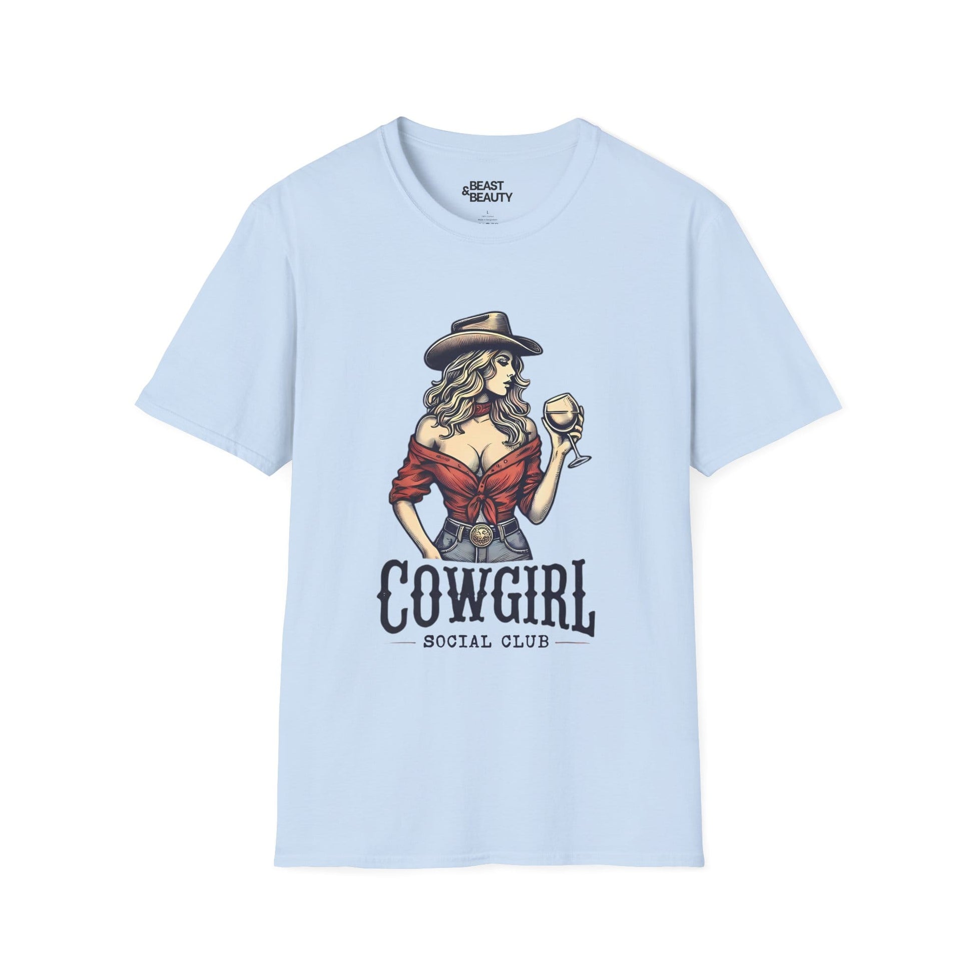 cowgirl social club vintage t-shirt light blue t-shirt uk cowgirl gift idea
