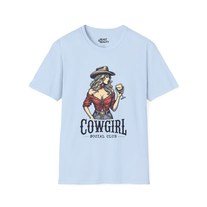 cowgirl social club vintage t-shirt light blue t-shirt uk cowgirl gift idea