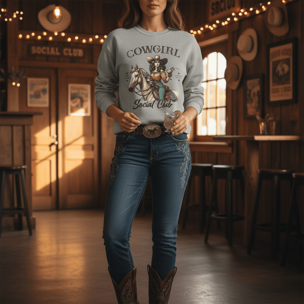 Cowgirl Social Club Western Sweatshirt gift_idea unique_gift personalised_gift