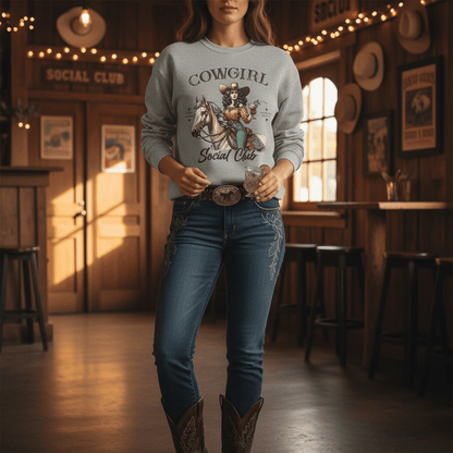 Cowgirl Social Club Western Sweatshirt gift_idea unique_gift personalised_gift