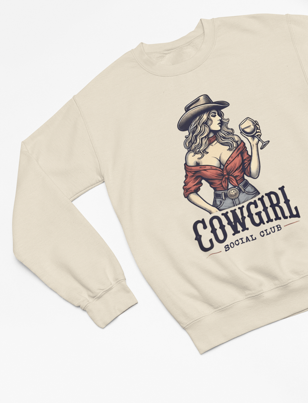 My Store Cowgirl T-Shirt Large / Beige / Sweatshirt Cowgirl - Social Club T-Shirt/Sweatshirt